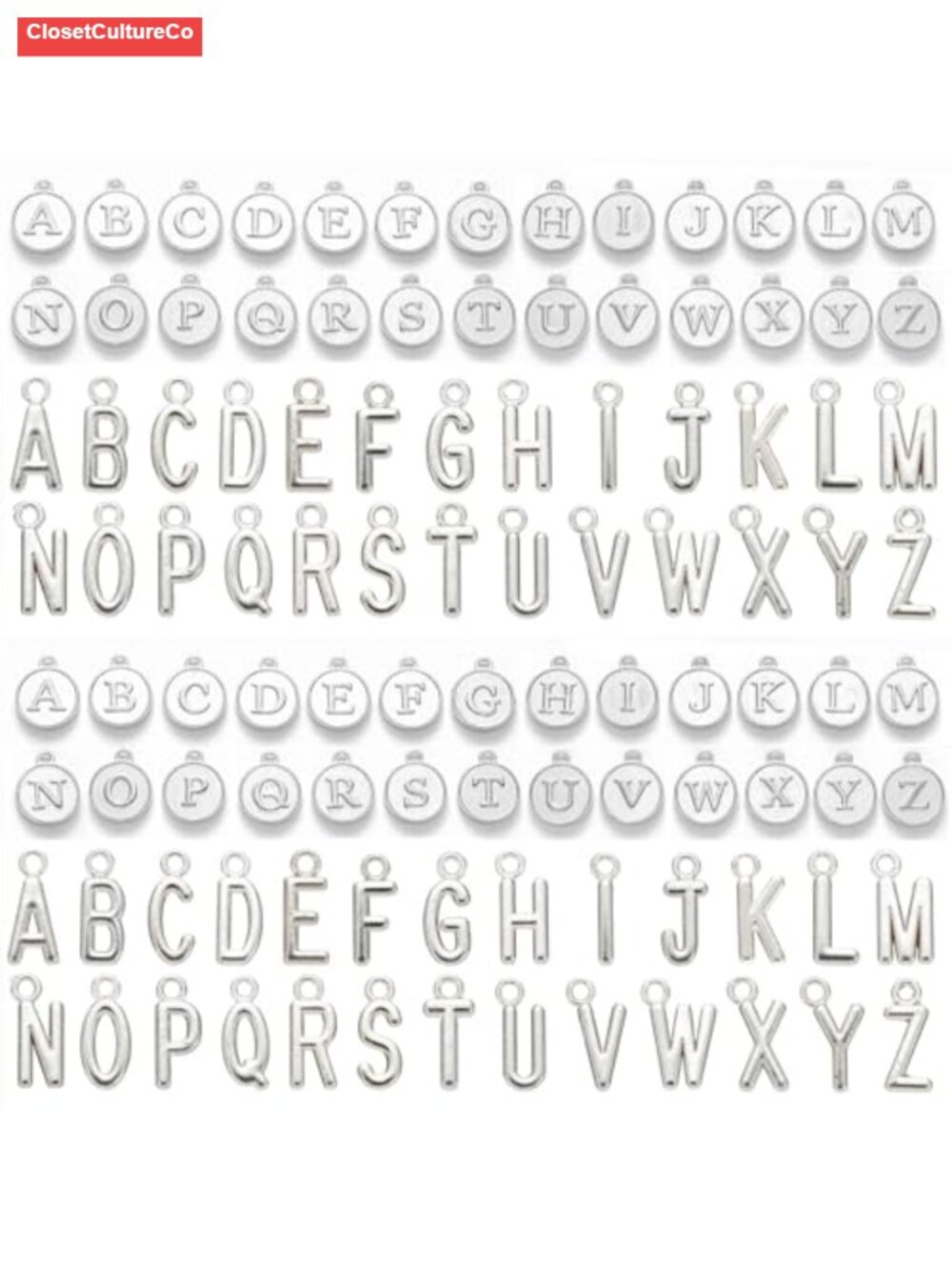 208Pcs Letter Charms A-Z Metal Initial Kit for DIY Jewelry Making